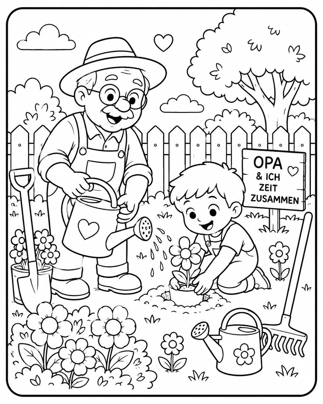Oma und Opa Motiv 2 als kostenloses Ausmalbild für Kinder